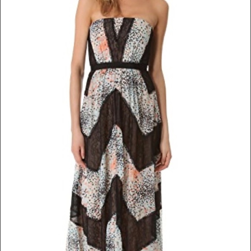 Bcbg strapless maxi lace dress